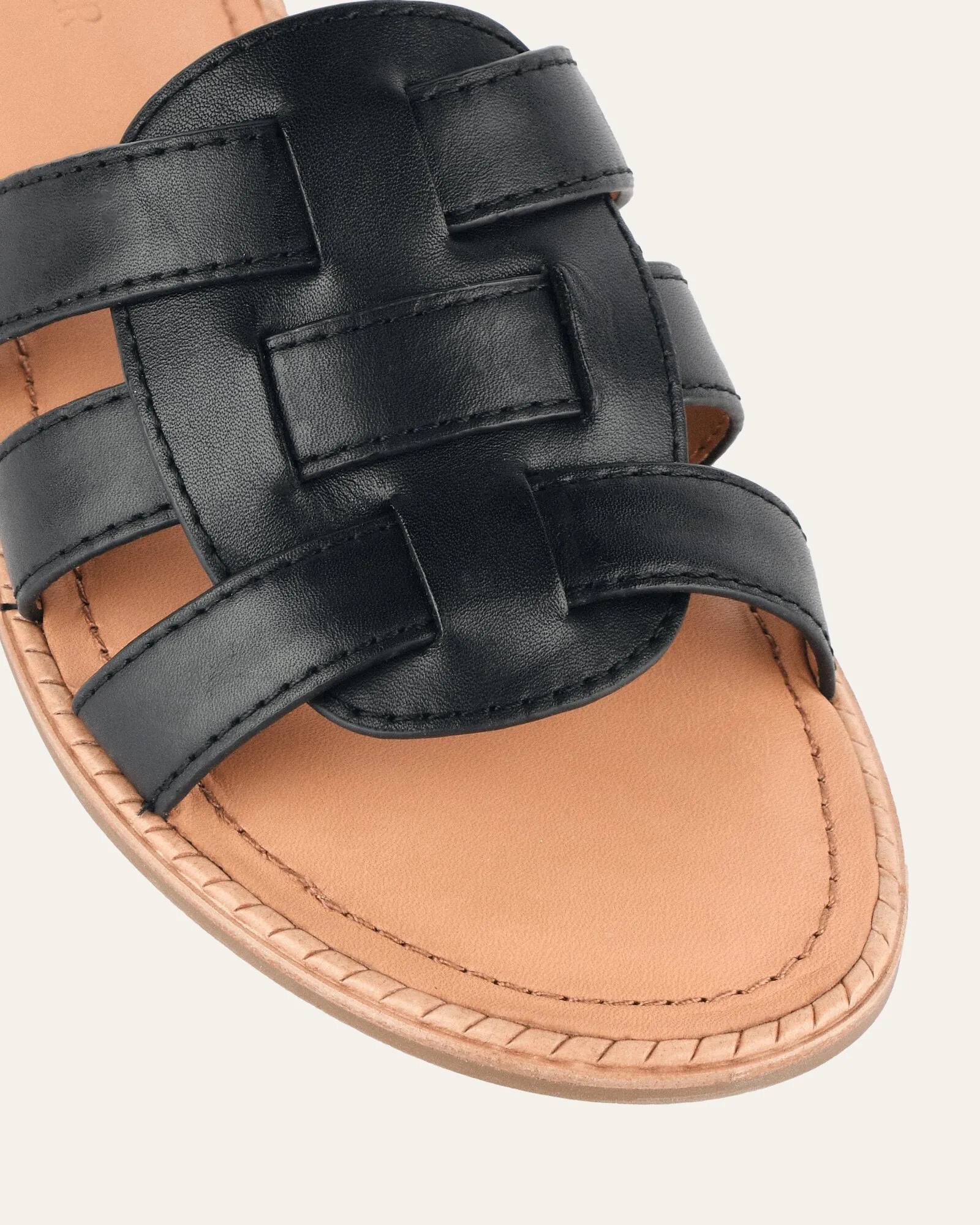 JASPER FLAT SANDALS BLACK LEATHER