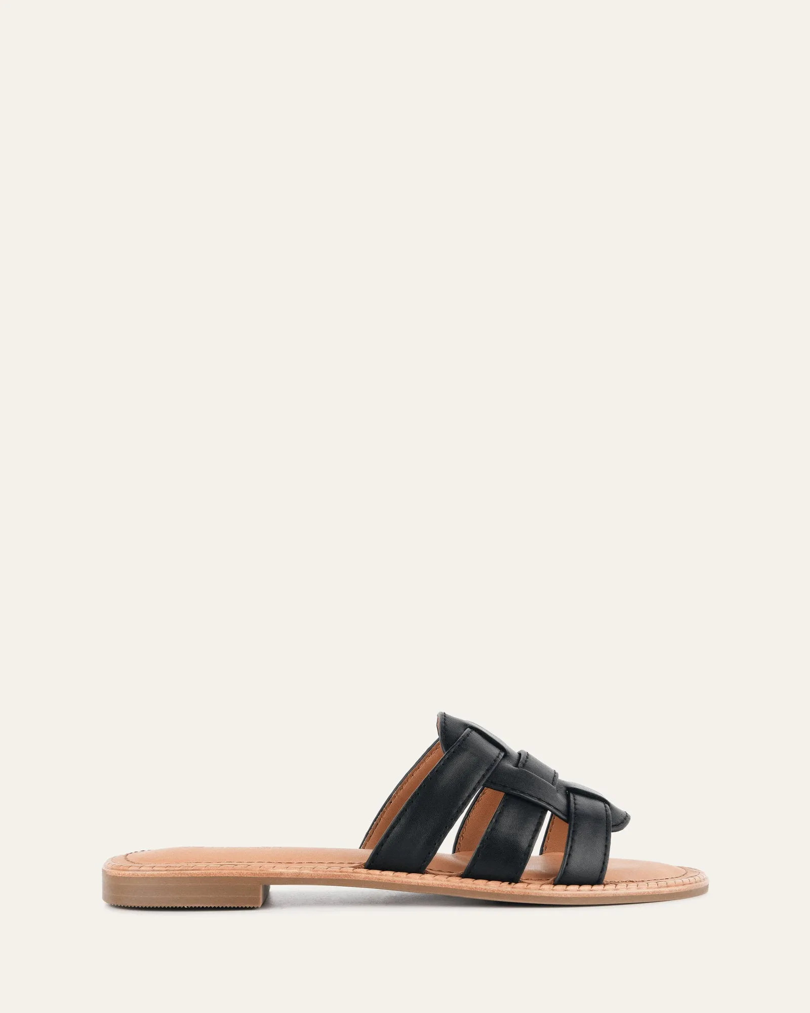 JASPER FLAT SANDALS BLACK LEATHER