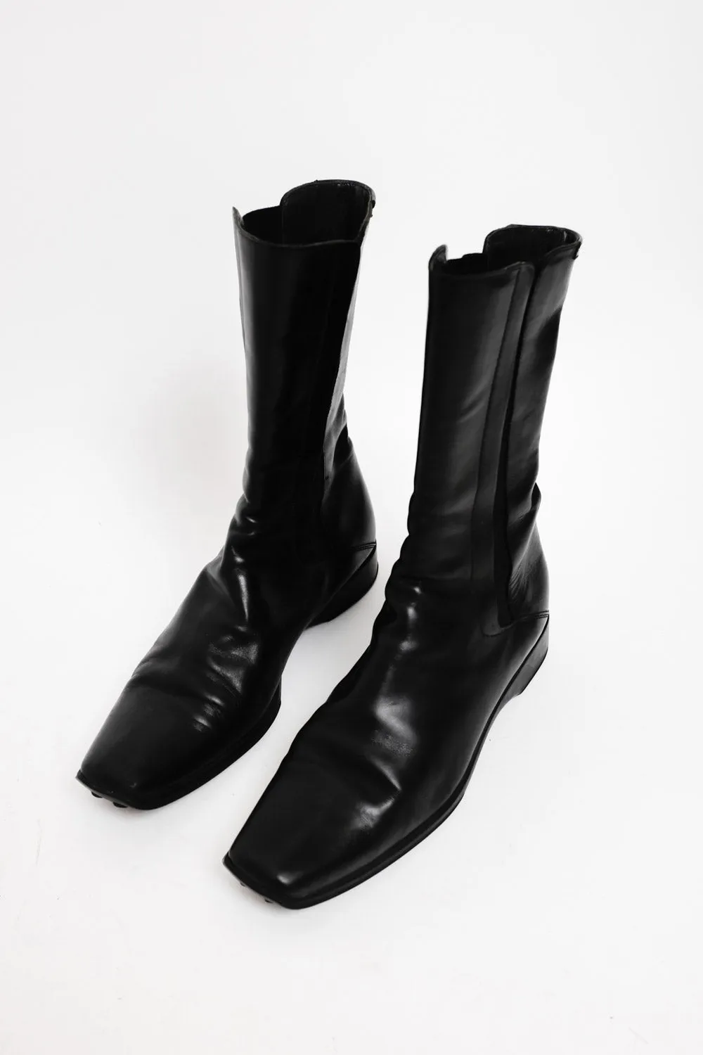 JIL SANDER BLACK LEATHER BOOTS 37