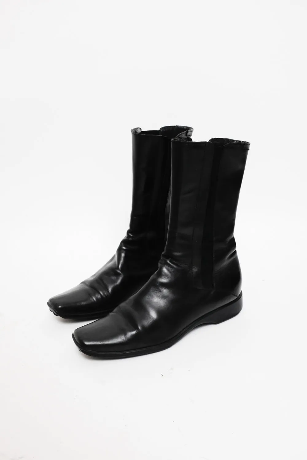 JIL SANDER BLACK LEATHER BOOTS 37