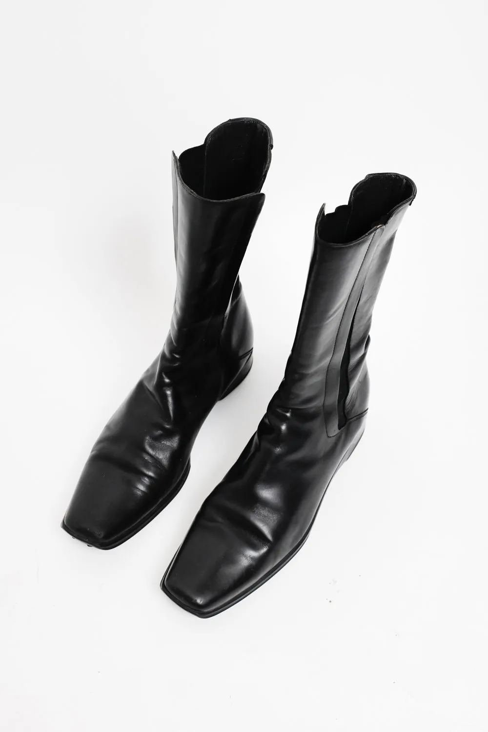 JIL SANDER BLACK LEATHER BOOTS 37