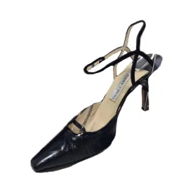 JIMMY CHOO Black Leather Square Toe with Vamp Cutout | US 6 1/2 - EU 36 1/2