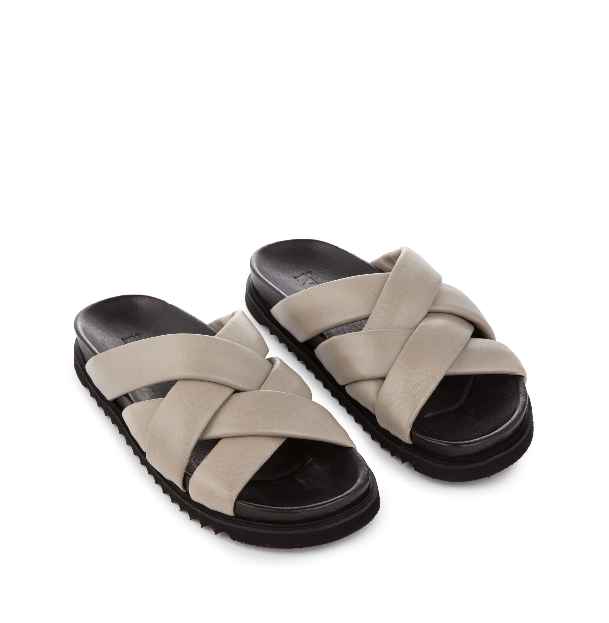 Josie Stone Grey Leather Sandals