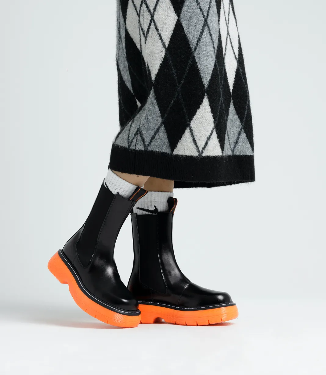 Joy Black Orange High Chelsea Boots