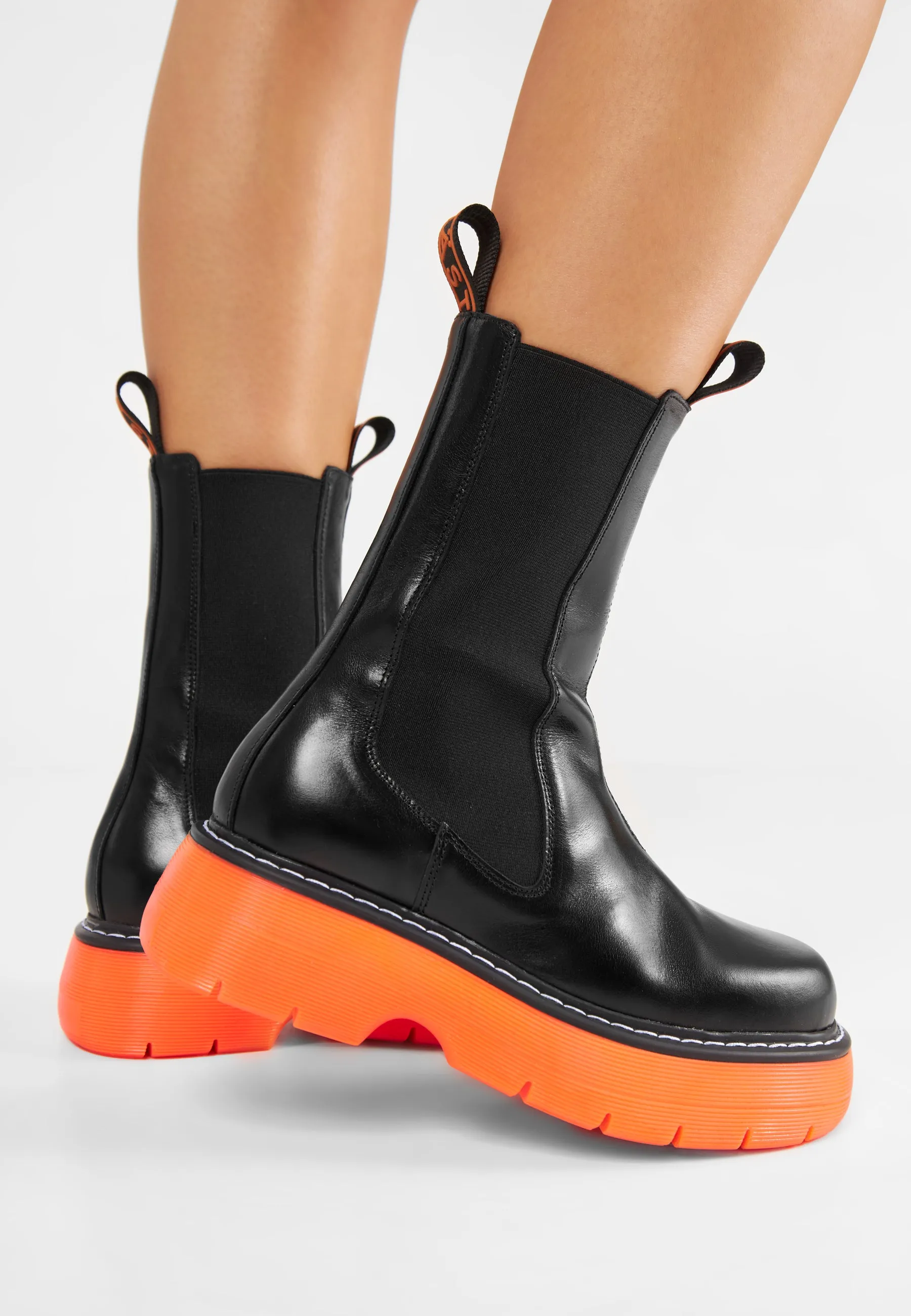 Joy Black Orange High Chelsea Boots