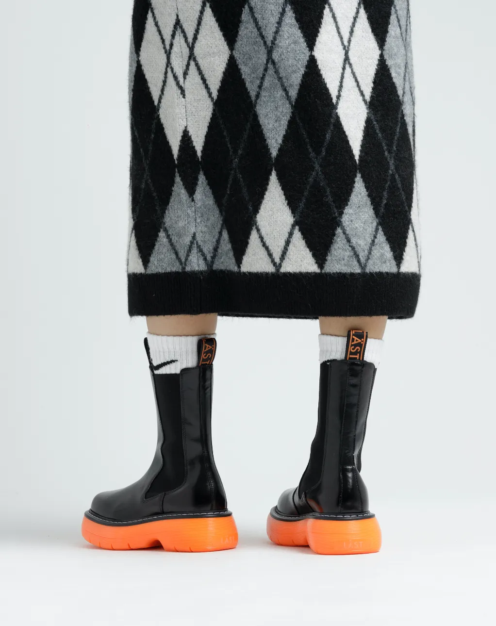 Joy Black Orange High Chelsea Boots