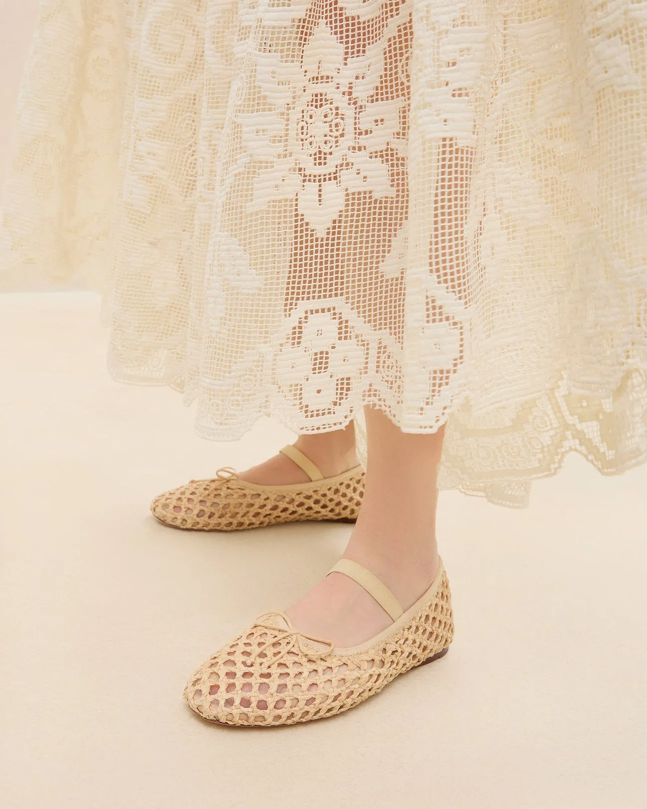 Leonie Natural Crochet Ballet Flat