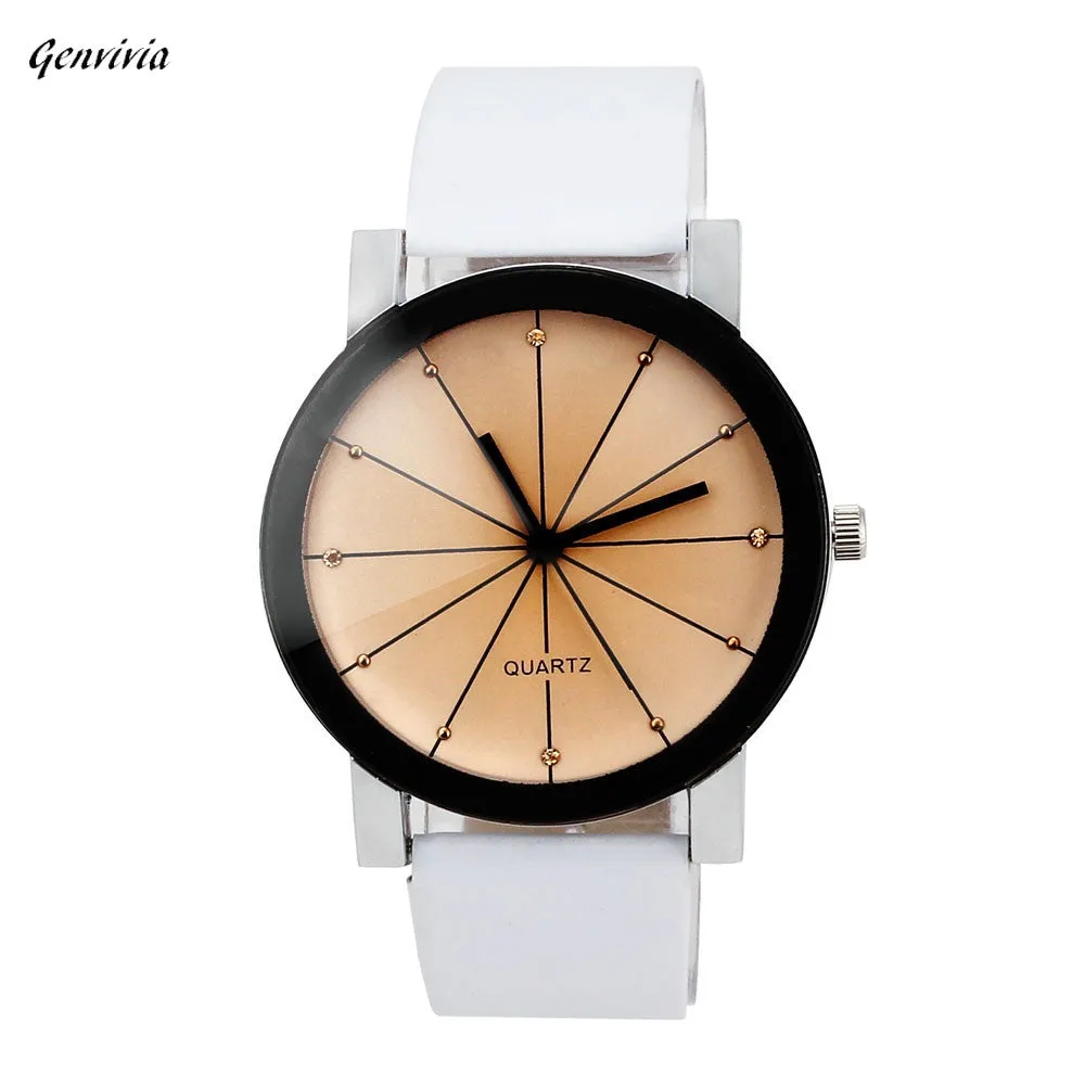 Luxury Brand Round Case Quartz Wrist Watch