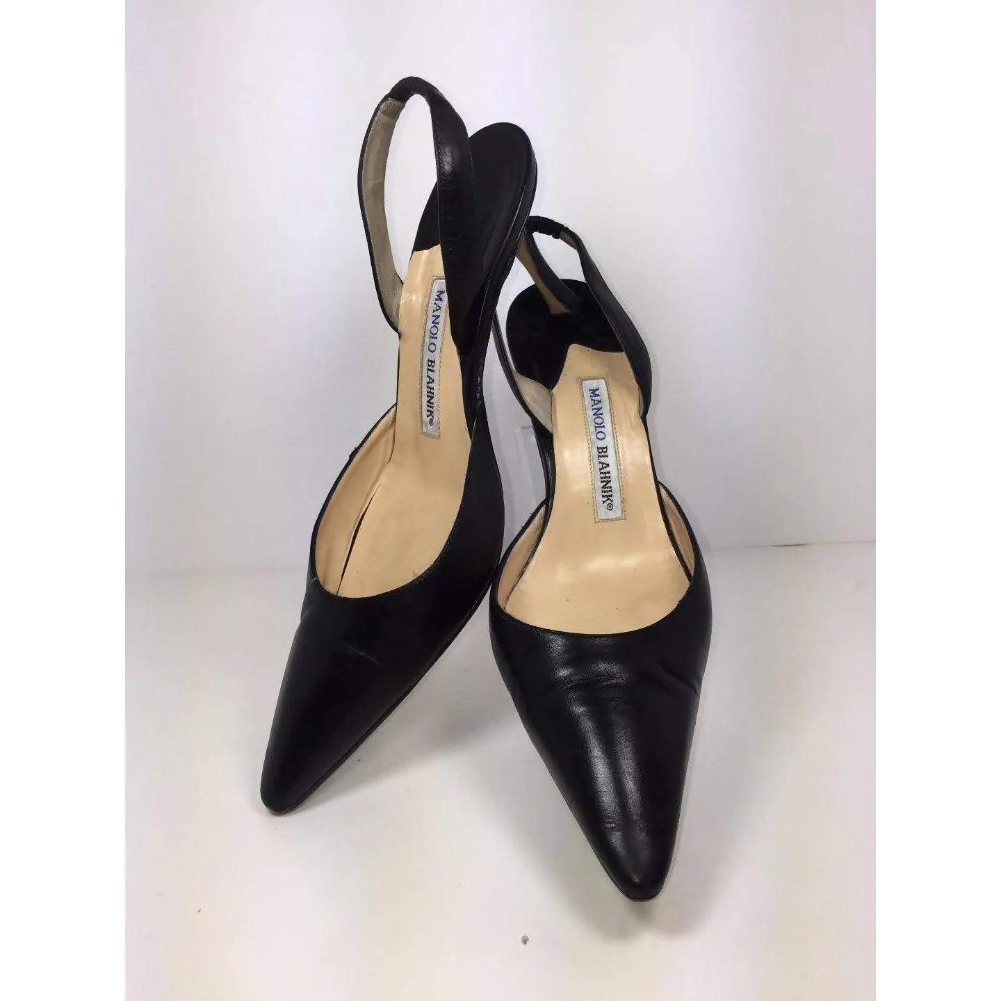 MANOLO BLAHNIK Black Slingback Leather Pumps | US 8 - EU 38 1/2