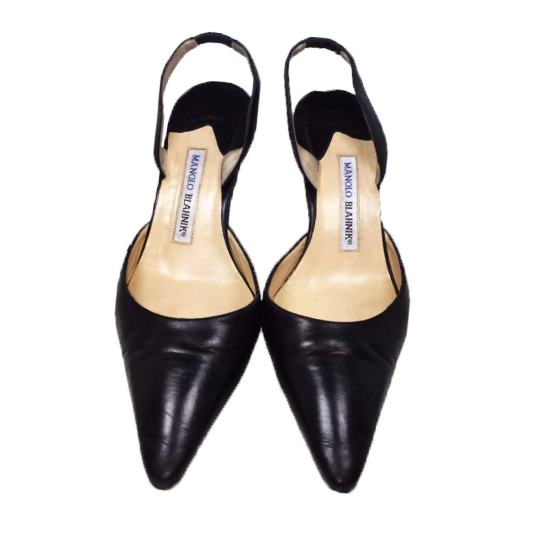 MANOLO BLAHNIK Black Slingback Leather Pumps | US 8 - EU 38 1/2