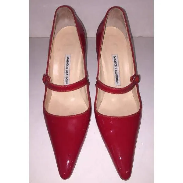 Manolo Blahnik Red Patent Leather Mary Jane Heels | EU 39 1/2