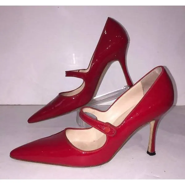 Manolo Blahnik Red Patent Leather Mary Jane Heels | EU 39 1/2