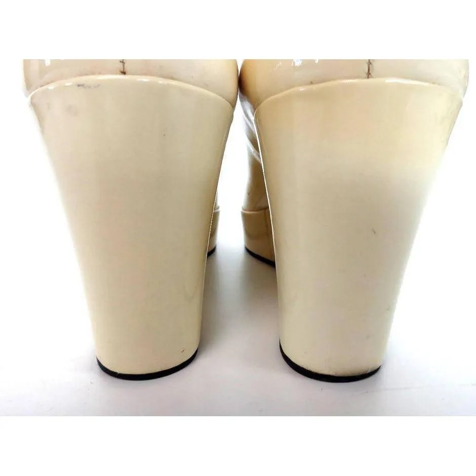 MARC JACOBS Off-White Patent Leather Wedges | Size US 9 - EU 39