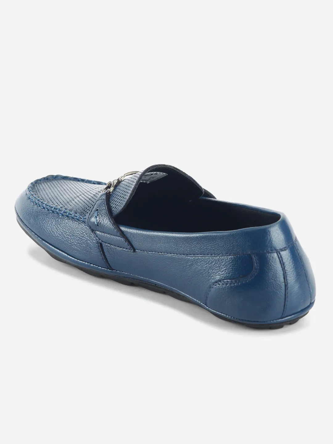 Men's Blue Classic Metal Trim Saddle Loafer (ID1121)