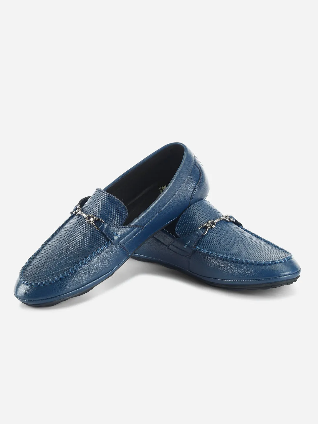 Men's Blue Classic Metal Trim Saddle Loafer (ID1121)