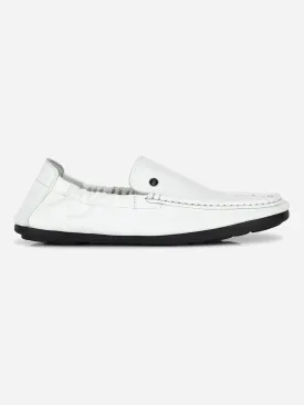 Men's White Elastic Collered Snug Fit Slip On (ID3057)