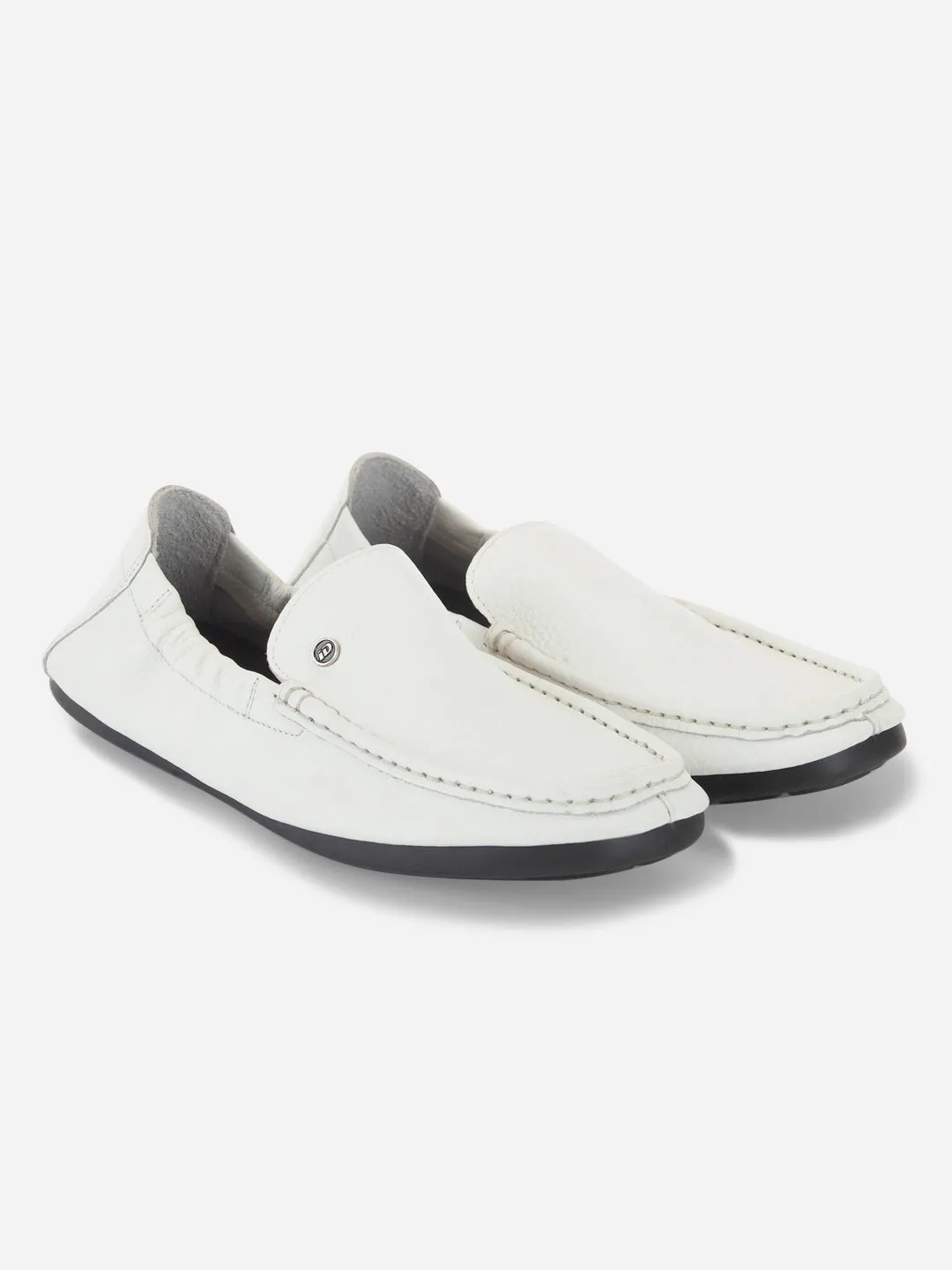 Men's White Elastic Collered Snug Fit Slip On (ID3057)