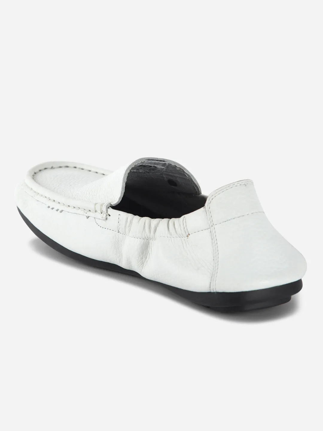 Men's White Elastic Collered Snug Fit Slip On (ID3057)