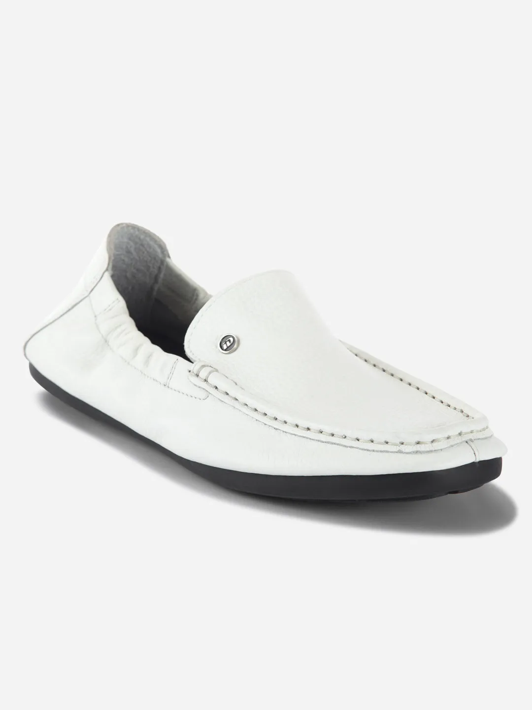 Men's White Elastic Collered Snug Fit Slip On (ID3057)