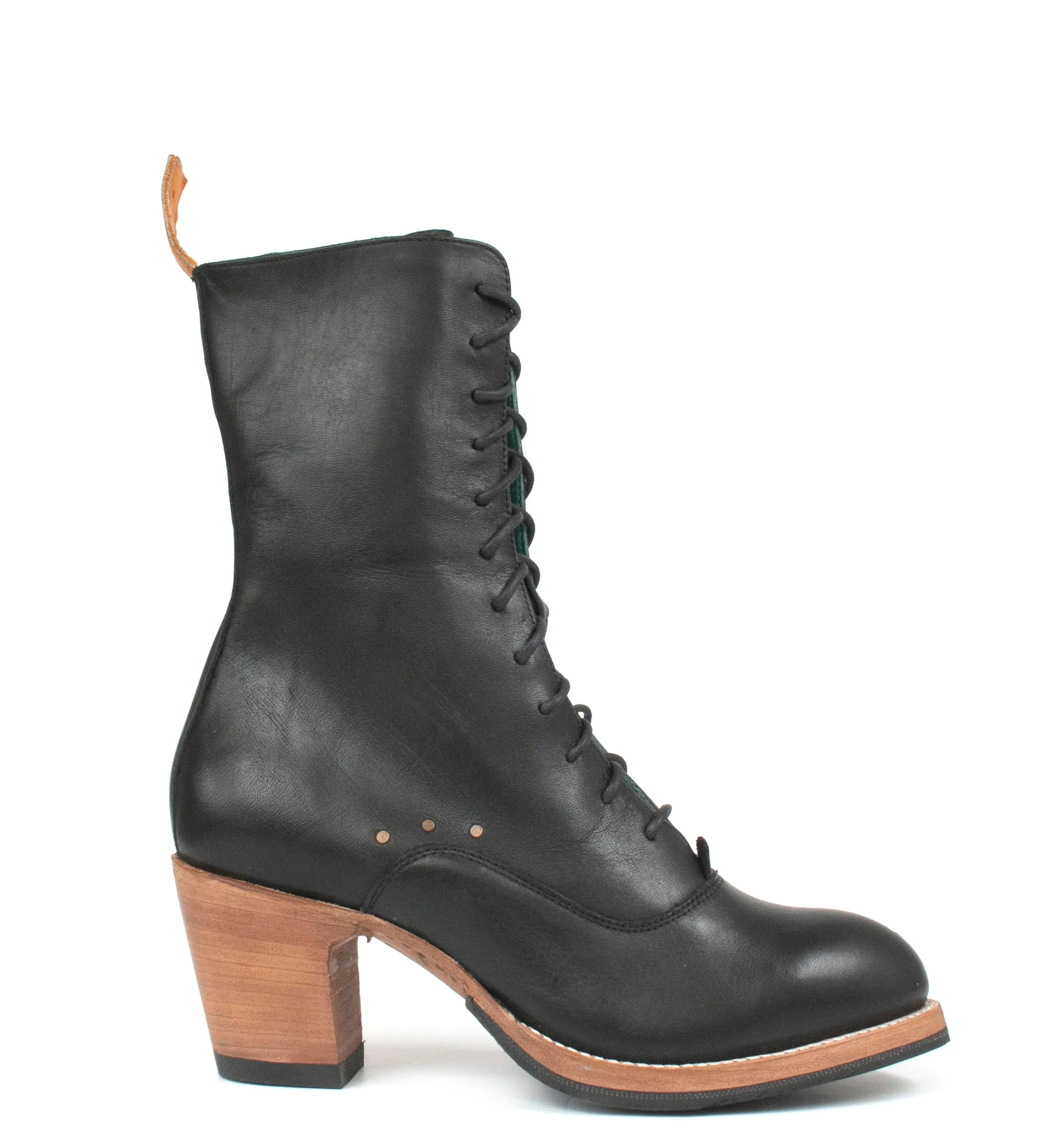 No.2018 CROSSWALK tall lace-up boot Black Leather