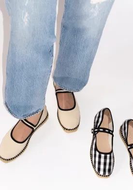 Peonia Espadrille Mary Jane in Cream and Black