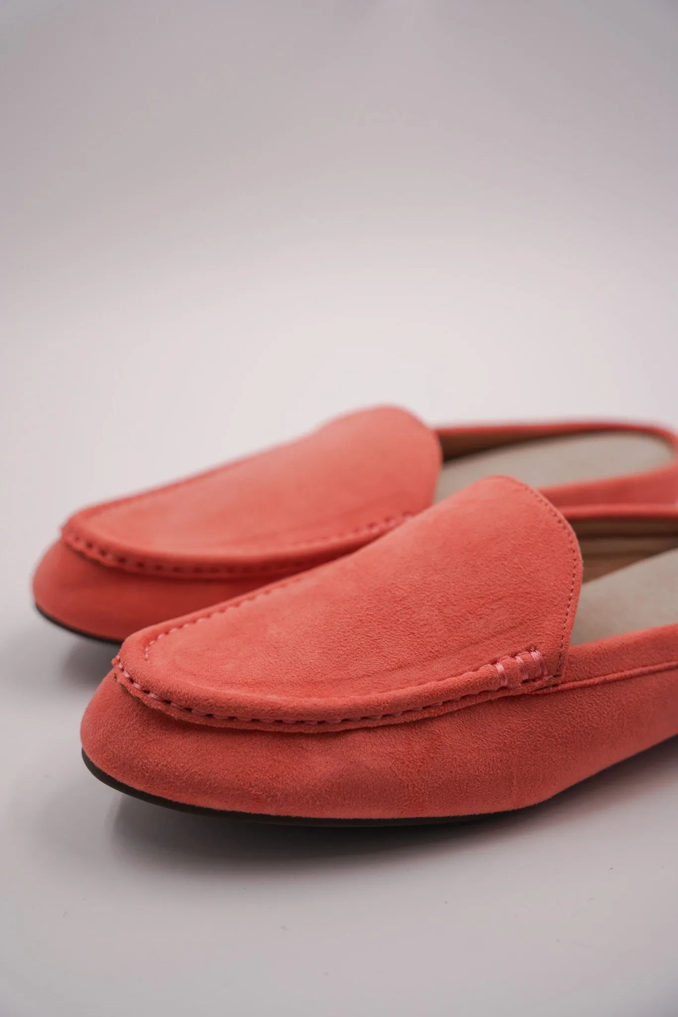 Salmon Pink Suedette Slip Ons