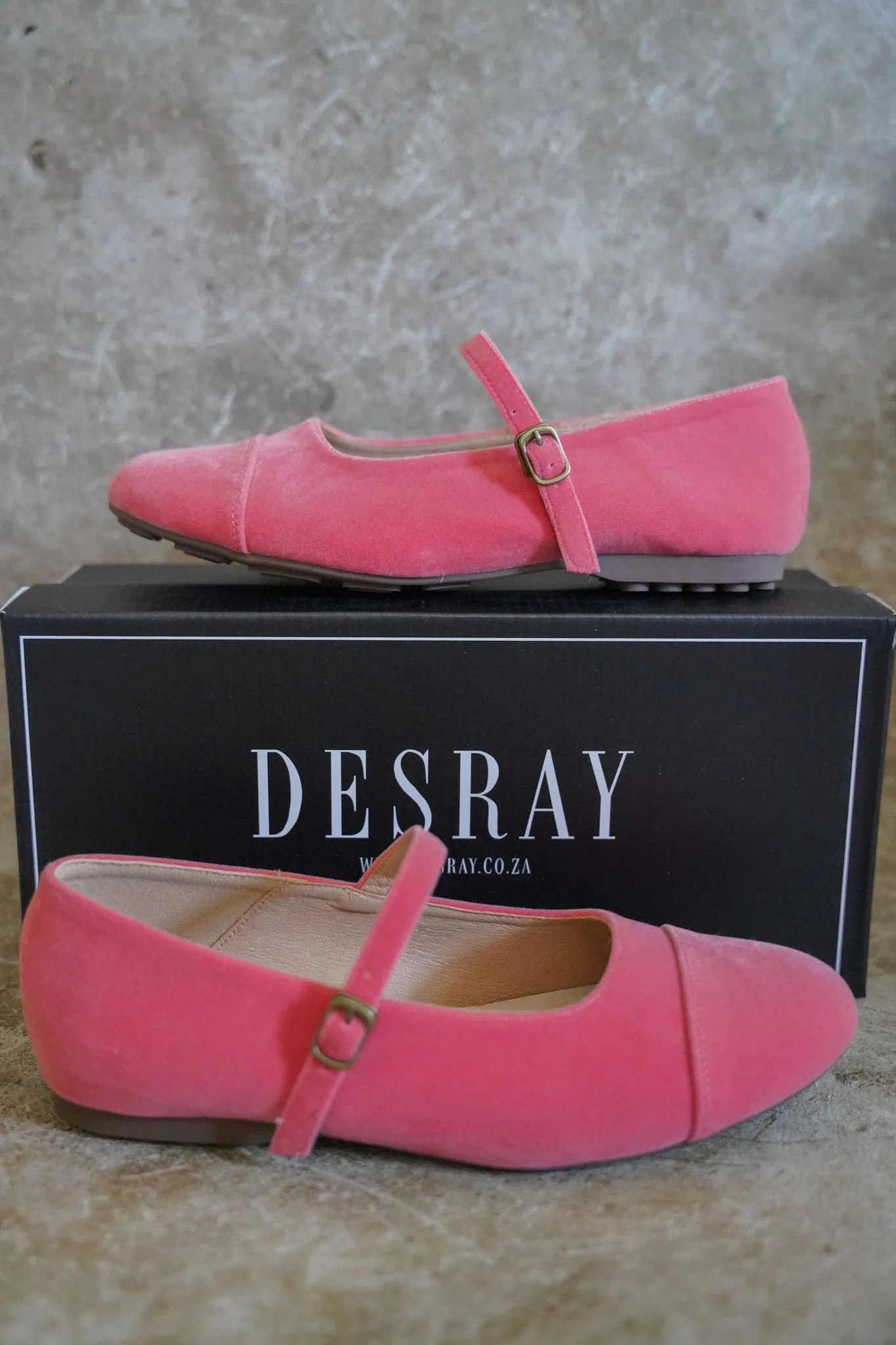 Salmon Pink Velvet Mary Janes