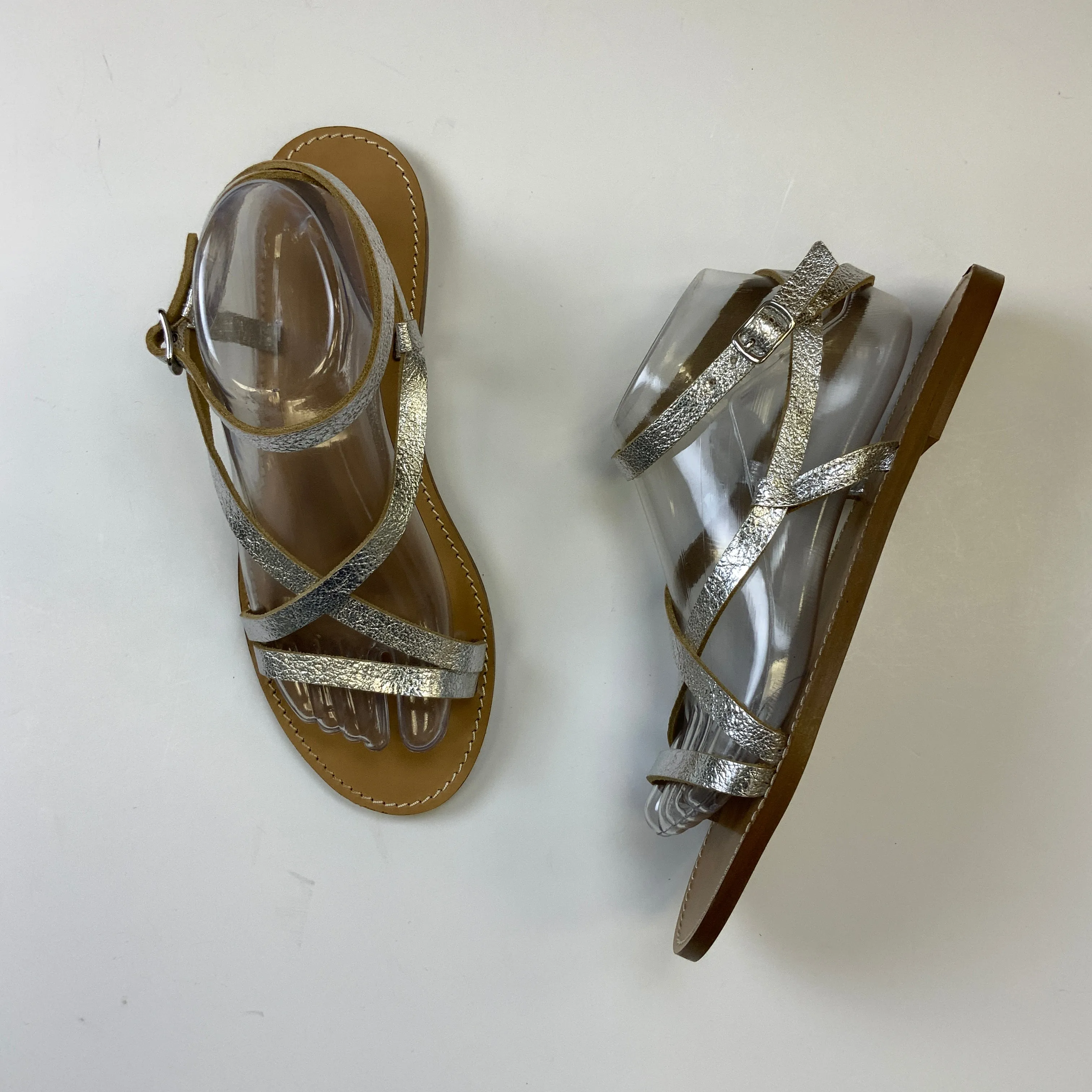 Silver Sandals Flats J. Crew, Size 9.5