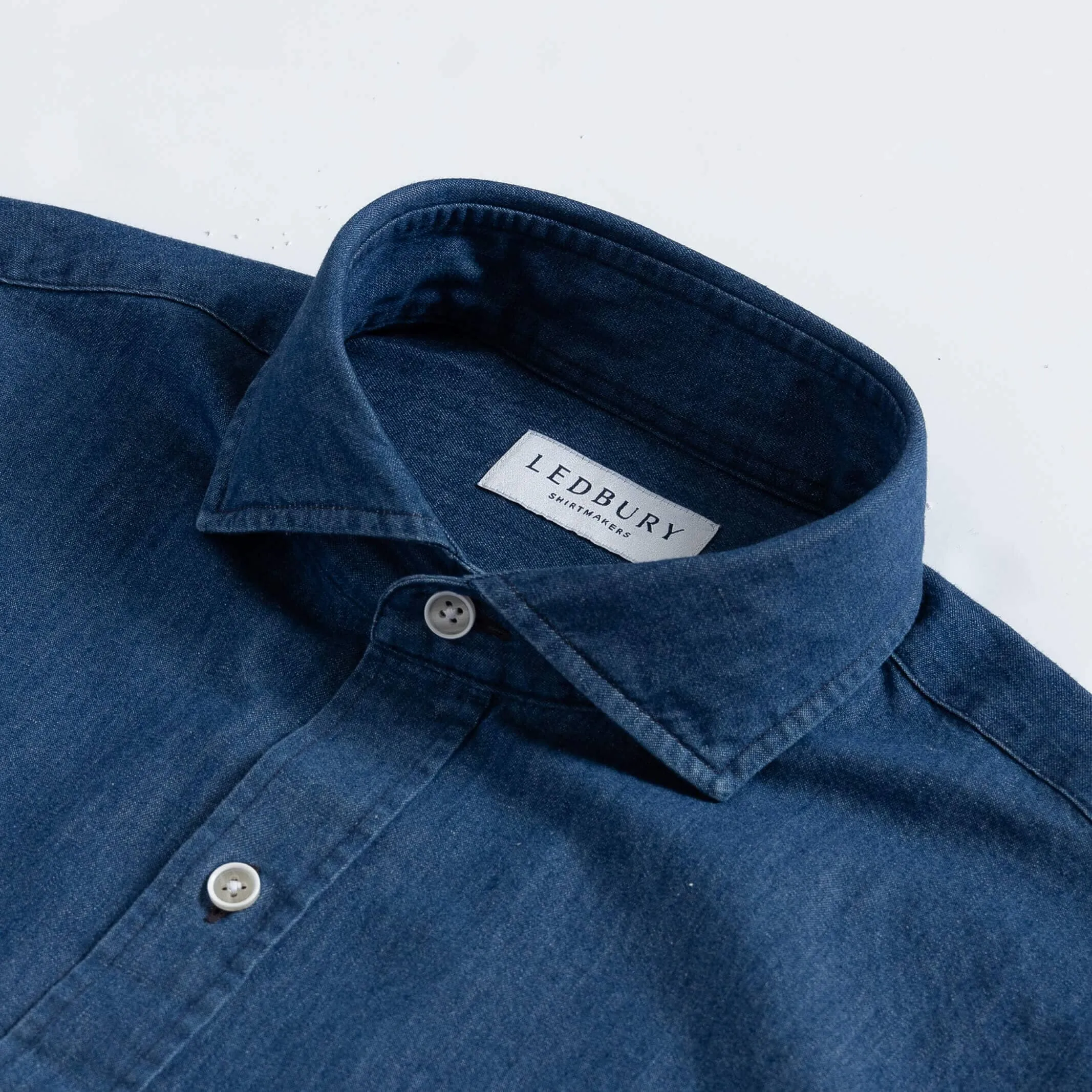 The Denim Blue Charlap Indigo Denim Custom Shirt