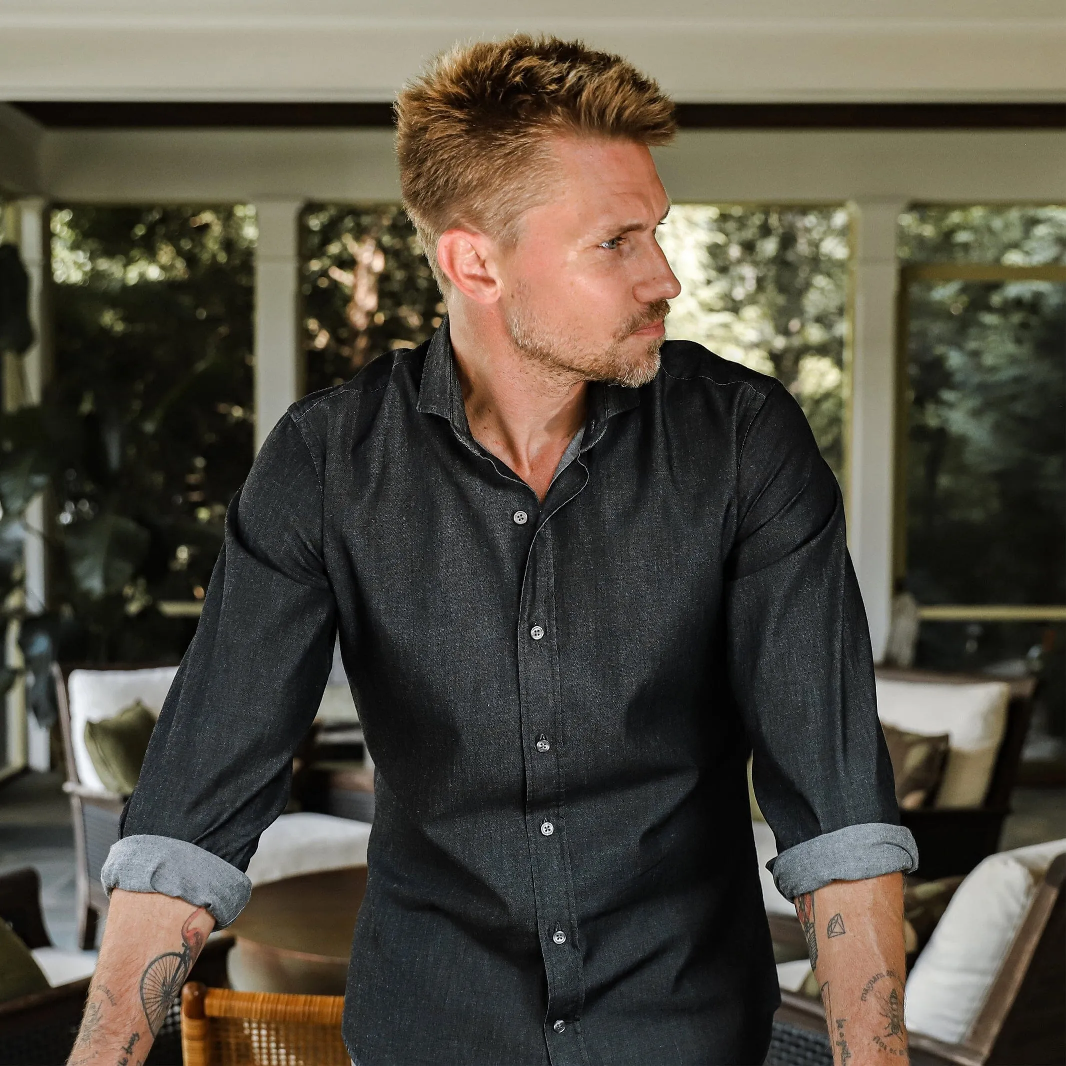 The Washed Black Slater Denim Custom Shirt