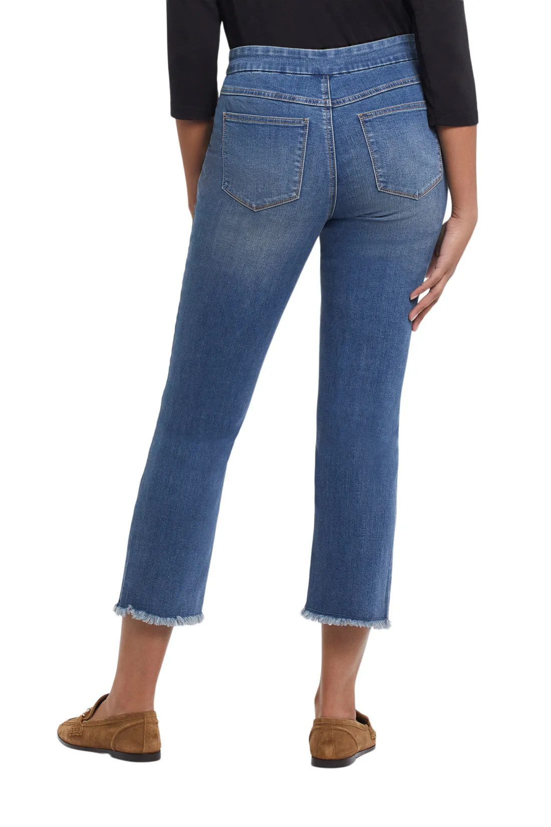 Tribal Audrey Pull On Straight Crop Jeans