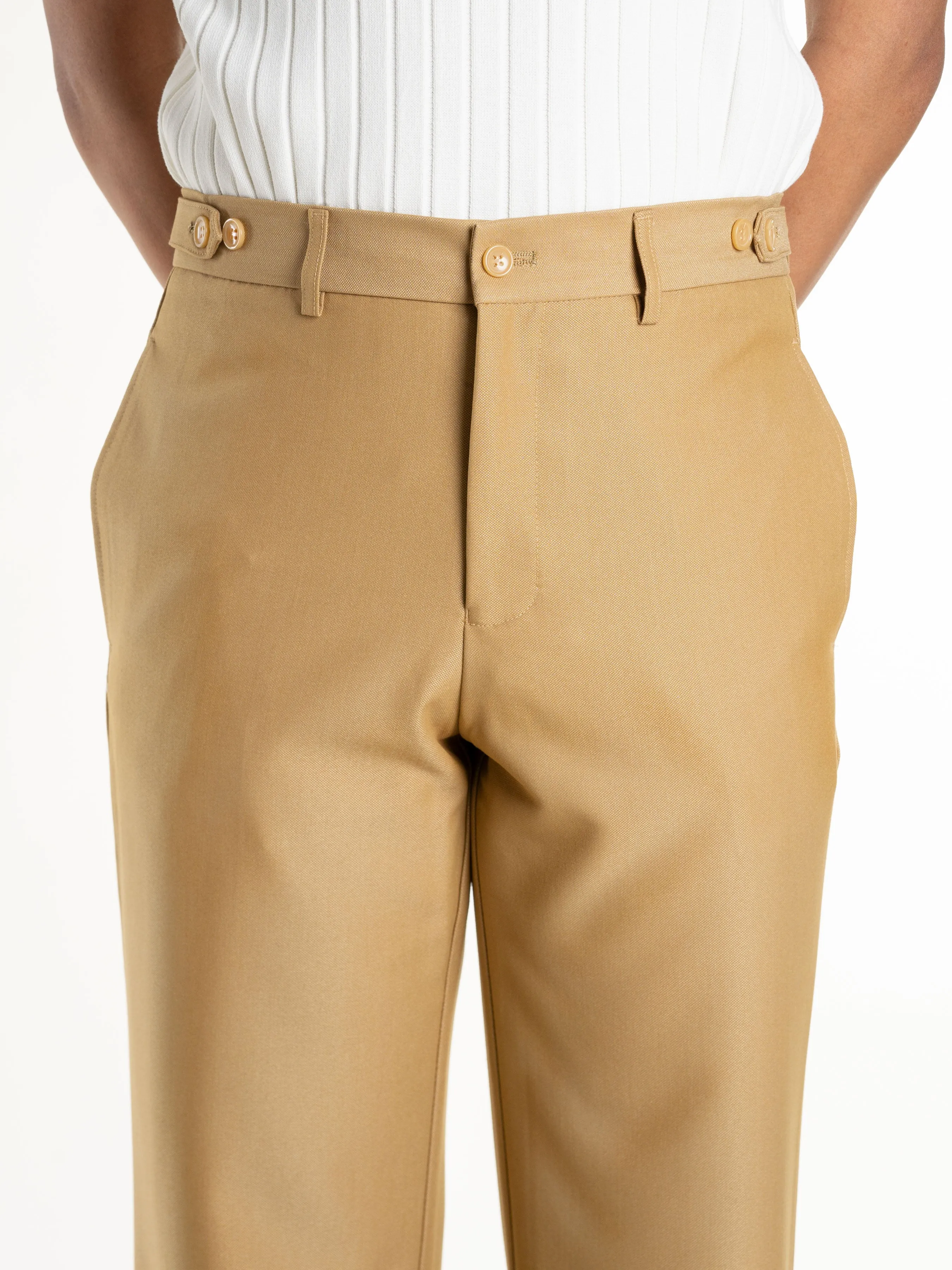 Trousers Belt Loop With Side Adjusters - Wheat (Straight Cut)